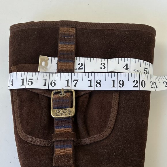 UGG 1895 Retro Cargo Pocket Tall Zip Suede Espresso Brown Sheepskin Boots - Picture 13 of 13